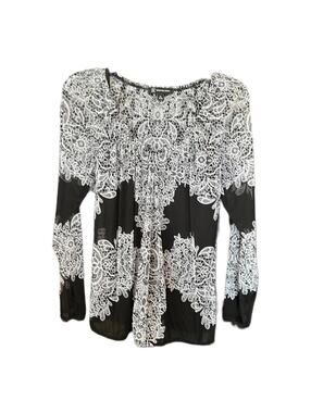 INC International Concepts | Women's Black & White Blouse | Size Medium  | 0556